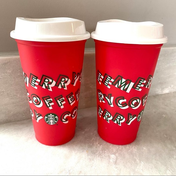 2 Starbucks Reusable Cups, Christmas 2019 - Picture 1 of 3